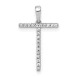 14k White Gold Cross Pendant with Round Cut Diamonds, Classic Christian Symbol