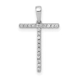 14k White Gold Cross Pendant with Round Cut Diamonds, Classic Christian Symbol