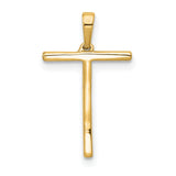 14k Yellow Gold Cross Pendant with Round Cut White Stones, Modern Christian Jewelry for Women