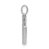 14k White Gold Letter V Pendant with Prong-Set Diamonds, Minimalist Initial Charm for Women