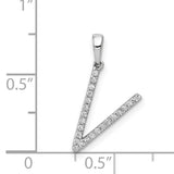14k White Gold Letter V Pendant with Prong-Set Diamonds, Minimalist Initial Charm for Women