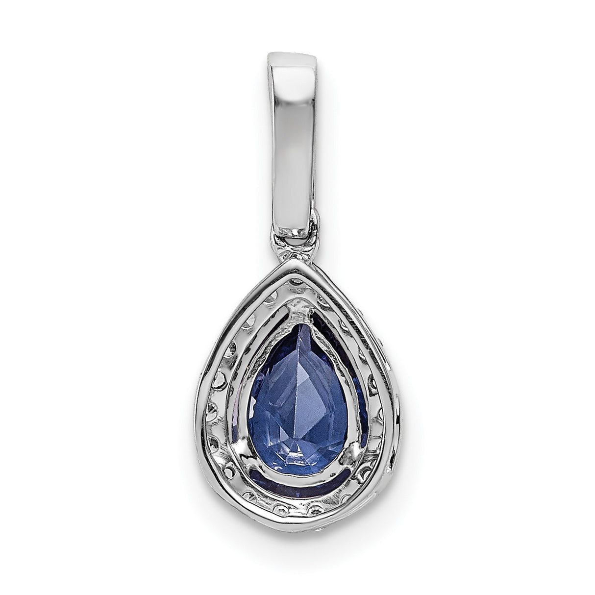 Pear .75 Tanzanite and Diamond Charm Pendant in Real 14k White Gold