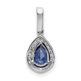 Pear .75 Tanzanite and Diamond Charm Pendant in Real 14k White Gold