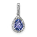 Pear .75 Tanzanite and Diamond Charm Pendant in Real 14k White Gold