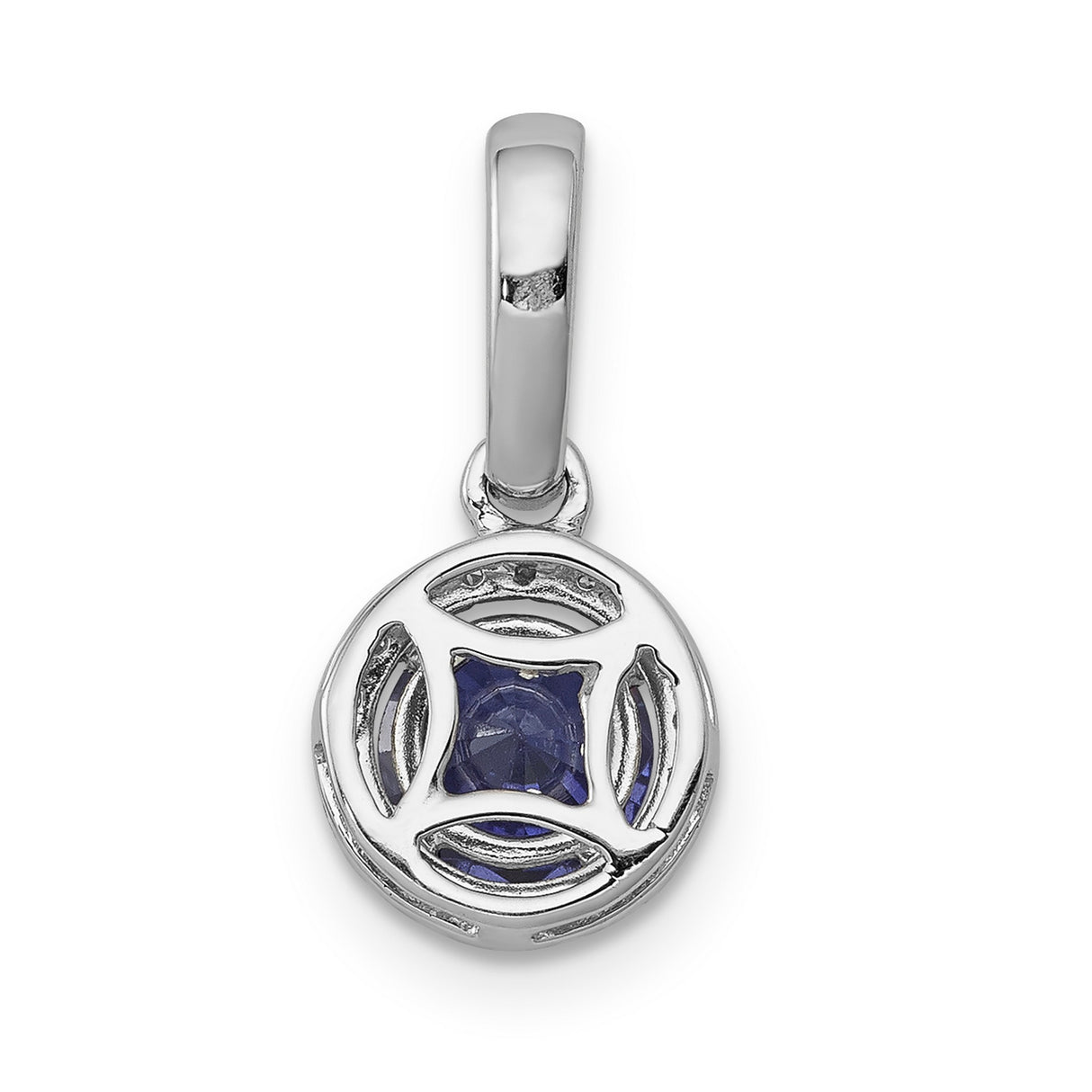 .69 Tanzanite and Halo Diamond Charm Pendant in Real 14k White Gold