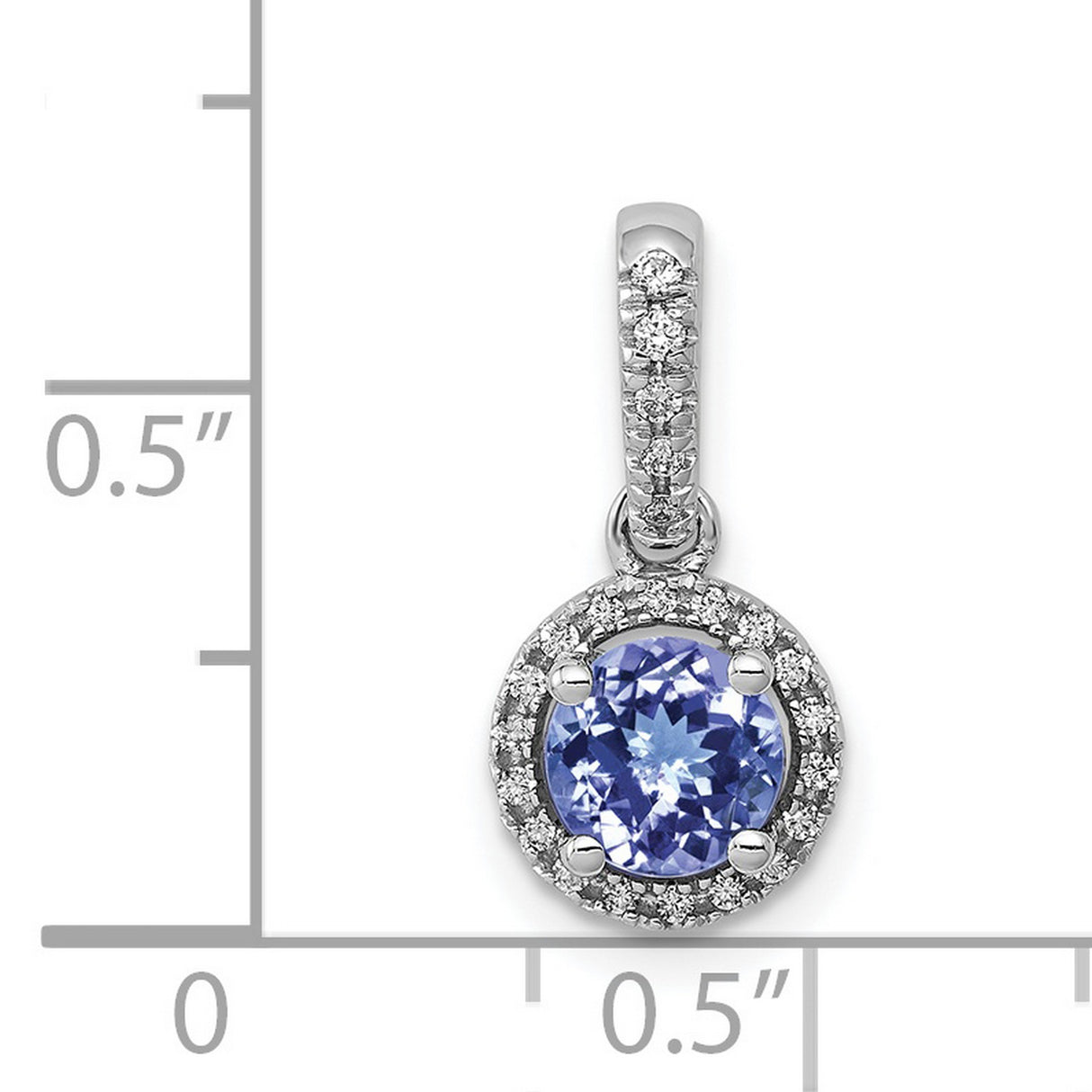 .69 Tanzanite and Halo Diamond Charm Pendant in Real 14k White Gold