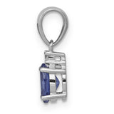 Oval .75 Tanzanite and Diamond Charm Pendant in Real 14k White Gold