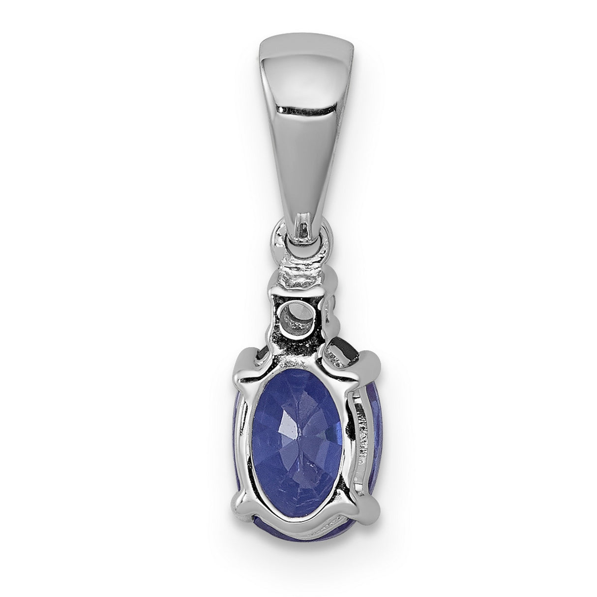 Oval .75 Tanzanite and Diamond Charm Pendant in Real 14k White Gold