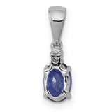 Oval .75 Tanzanite and Diamond Charm Pendant in Real 14k White Gold