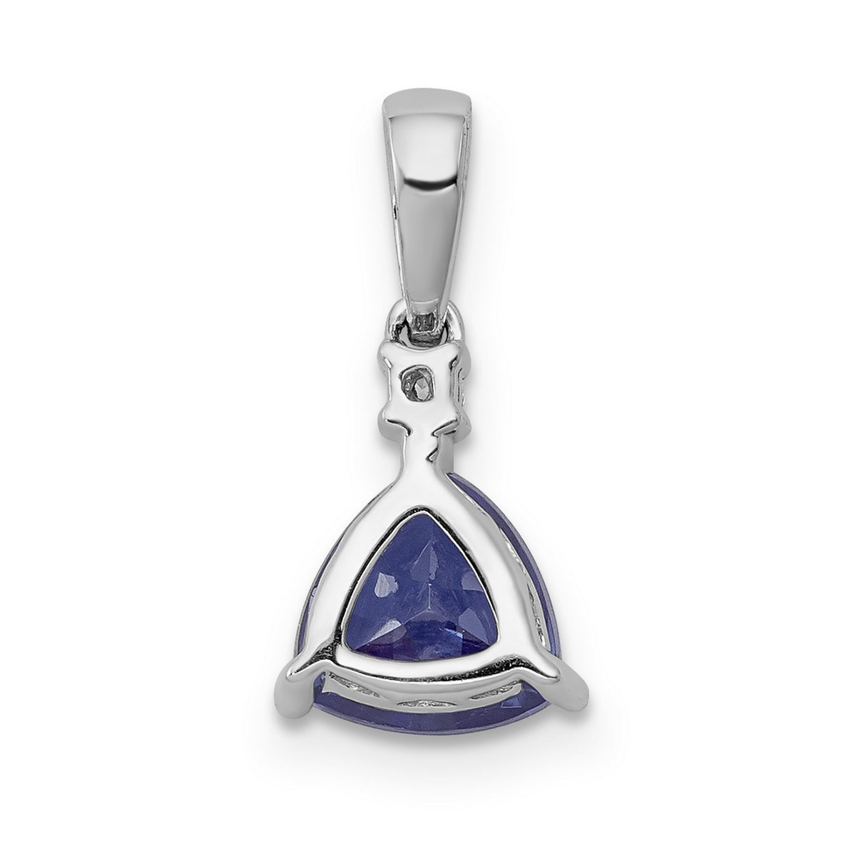 Trillion .90 Tanzanite and Diamond Charm Pendant in Real 14k White Gold