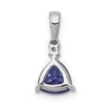 Trillion .90 Tanzanite and Diamond Charm Pendant in Real 14k White Gold