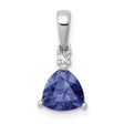 Trillion .90 Tanzanite and Diamond Charm Pendant in Real 14k White Gold