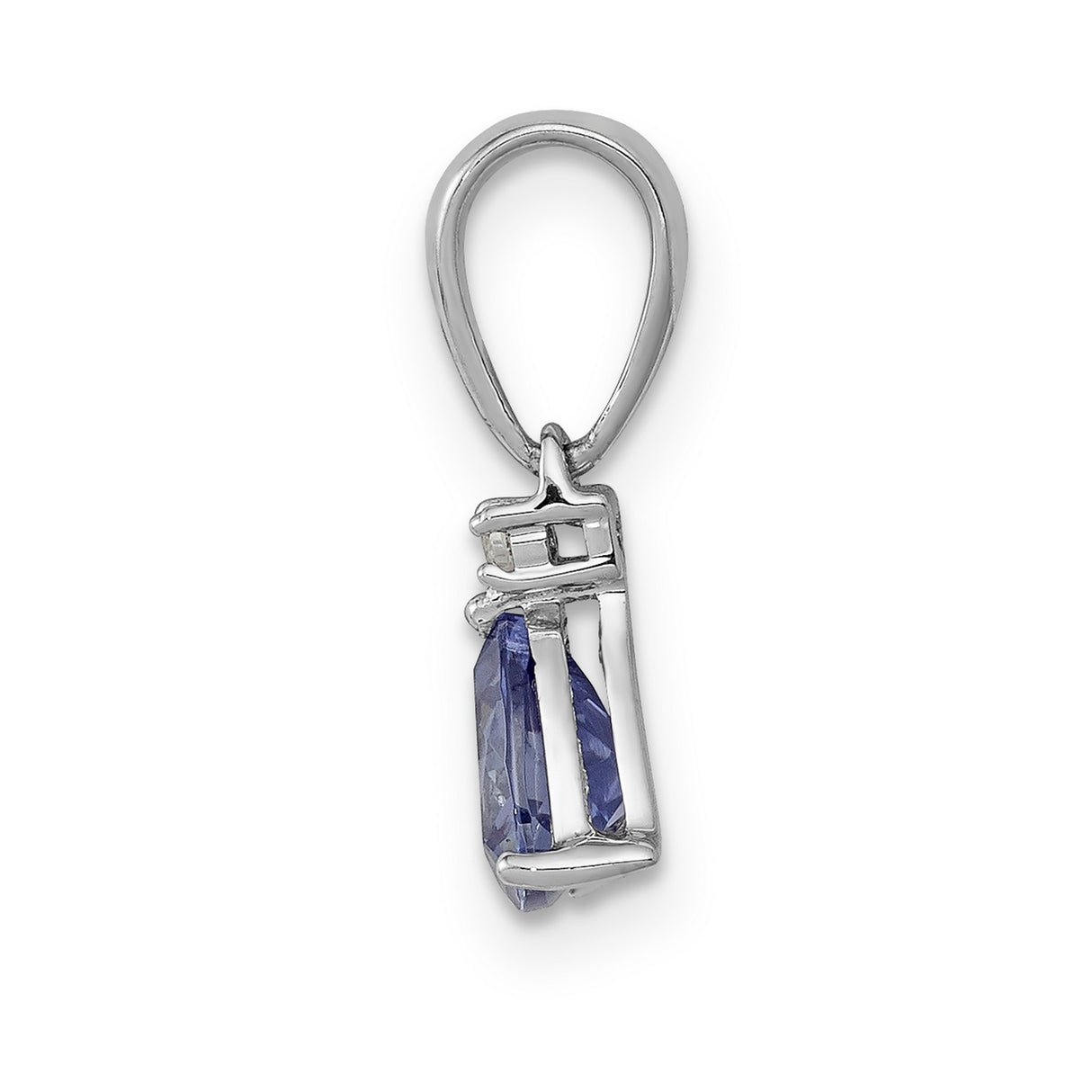 .72 Tanzanite Diamond Charm Pendant in Real 14k White Gold