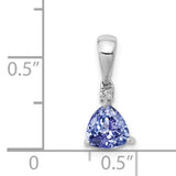 .72 Tanzanite Diamond Charm Pendant in Real 14k White Gold