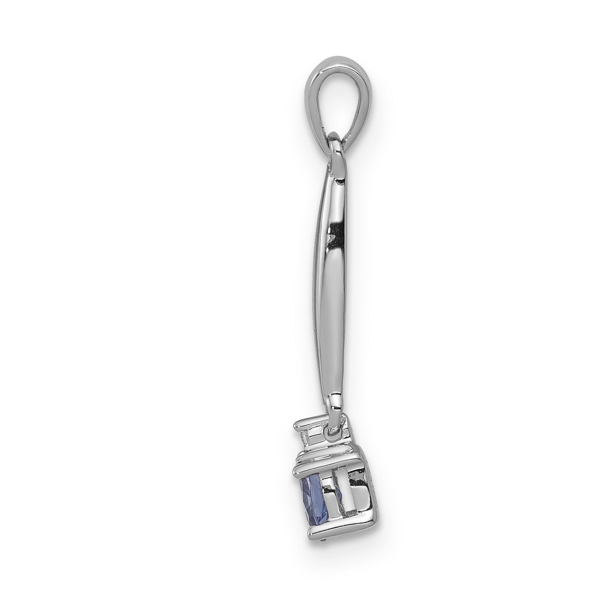 Diamond and .20 Tanzanite Charm Pendant in Real 14k White Gold