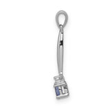 Diamond and .20 Tanzanite Charm Pendant in Real 14k White Gold