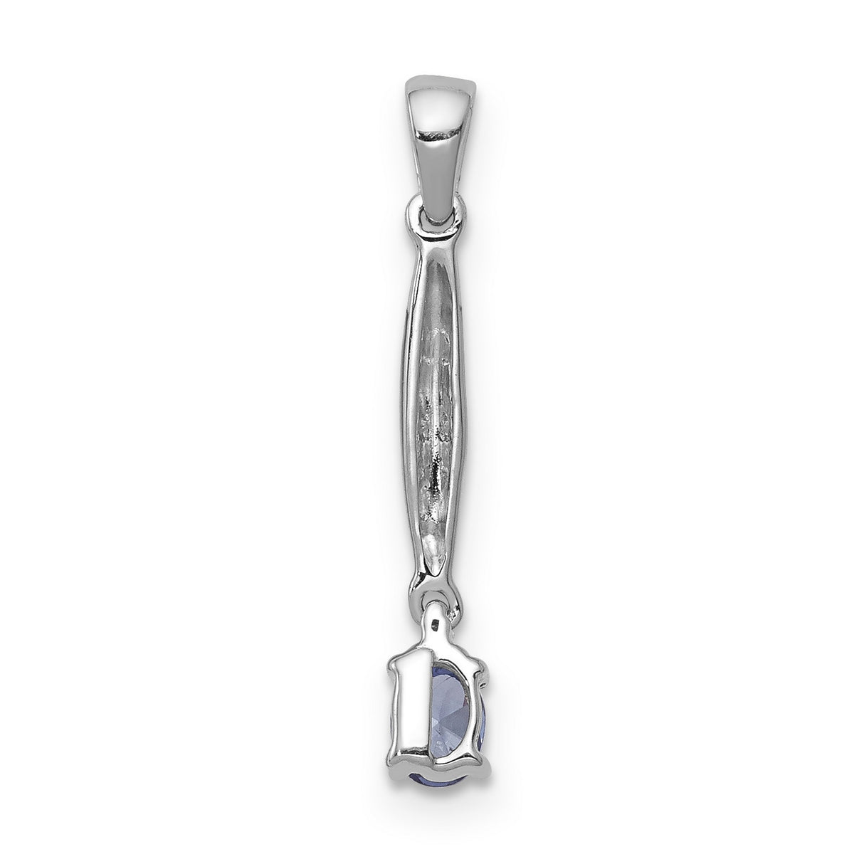 Diamond and .20 Tanzanite Charm Pendant in Real 14k White Gold