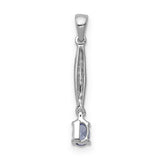 Diamond and .20 Tanzanite Charm Pendant in Real 14k White Gold
