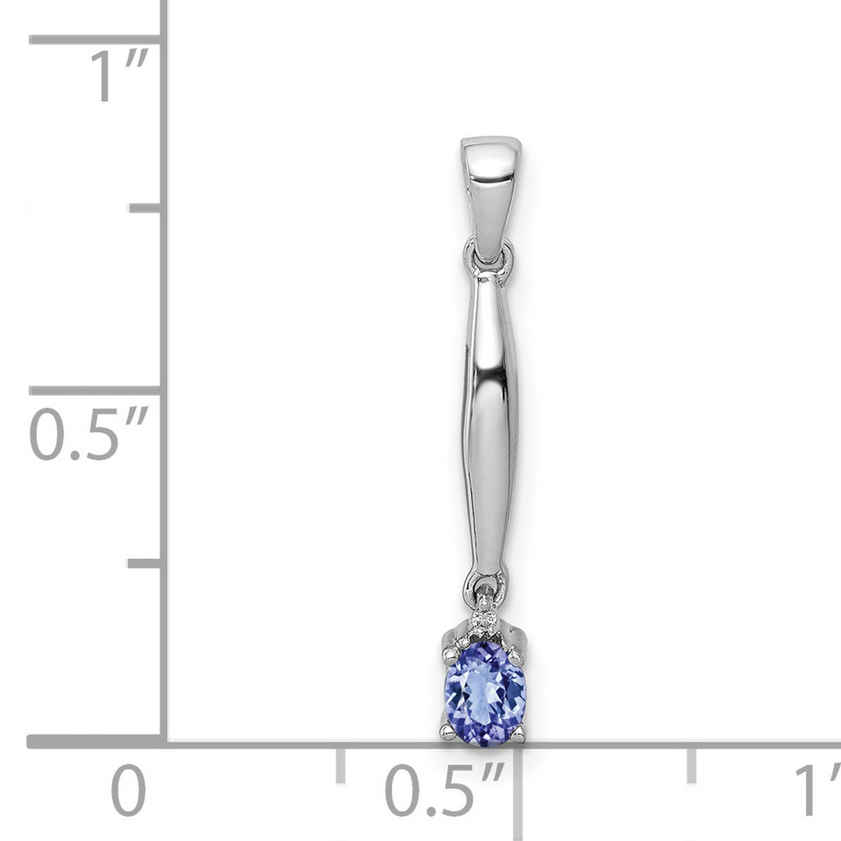 Diamond and .20 Tanzanite Charm Pendant in Real 14k White Gold