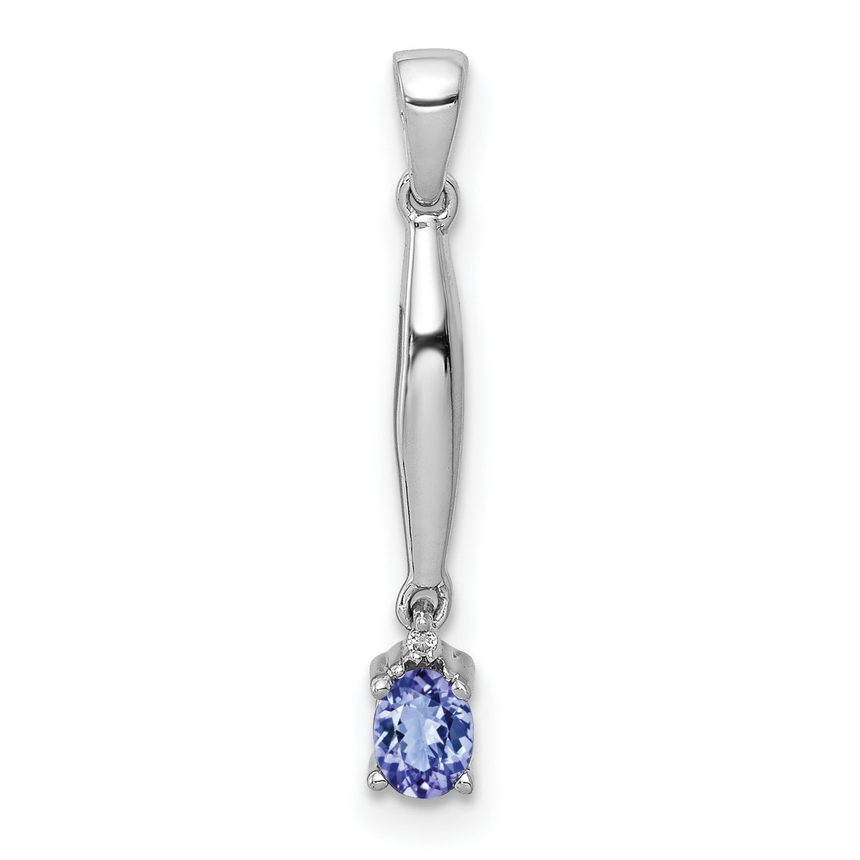 Diamond and .20 Tanzanite Charm Pendant in Real 14k White Gold
