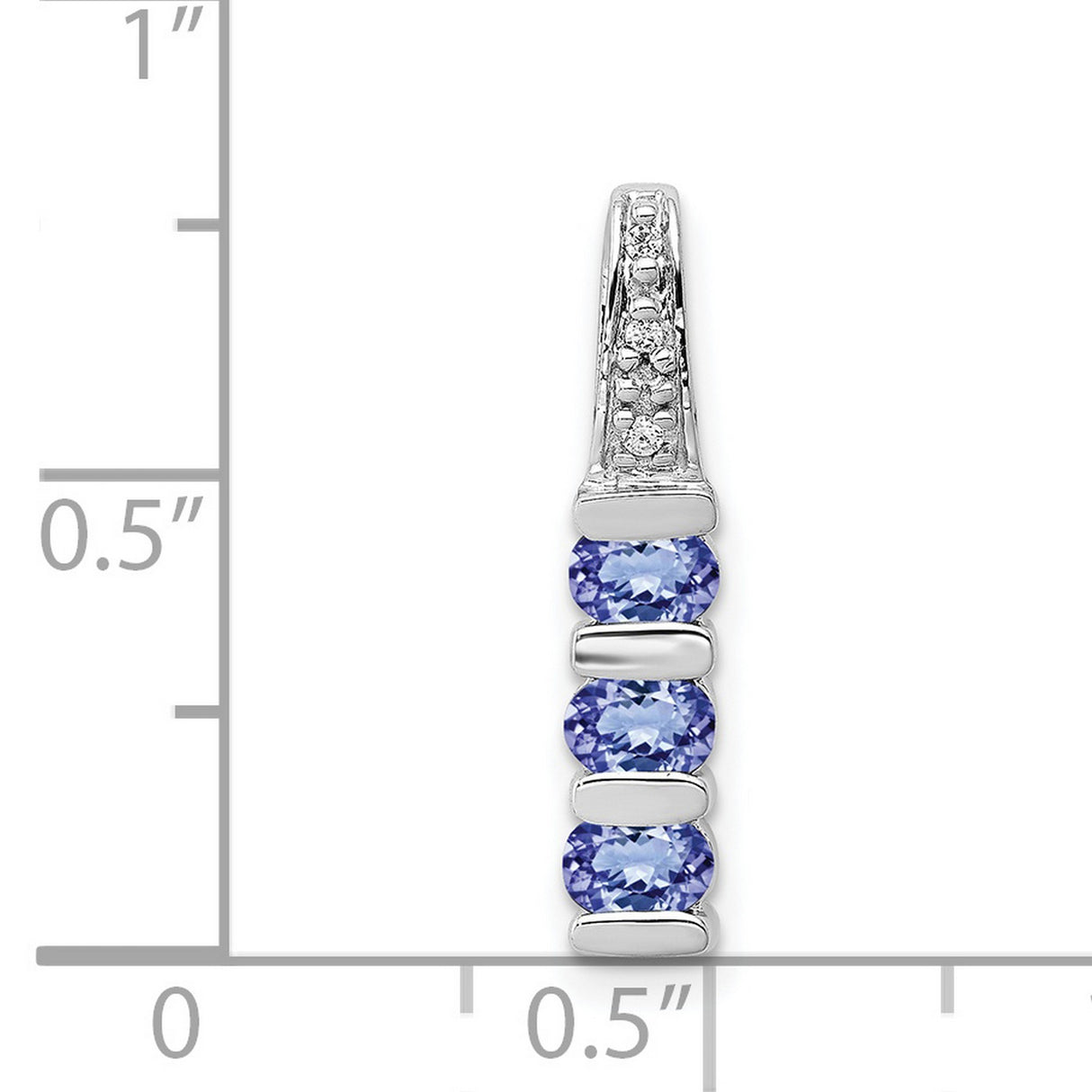 .60 Tanzanite and Diamond Chain Slide Charm Pendant in Real 14k White Gold