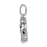 .62 Tanzanite and Diamond Dangle Charm Pendant in Real 14k White Gold