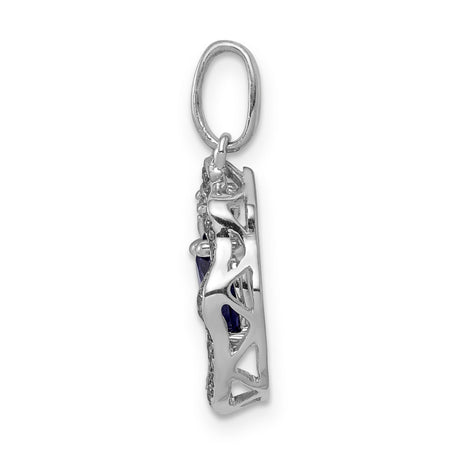 .62 Tanzanite and Diamond Dangle Charm Pendant in Real 14k White Gold