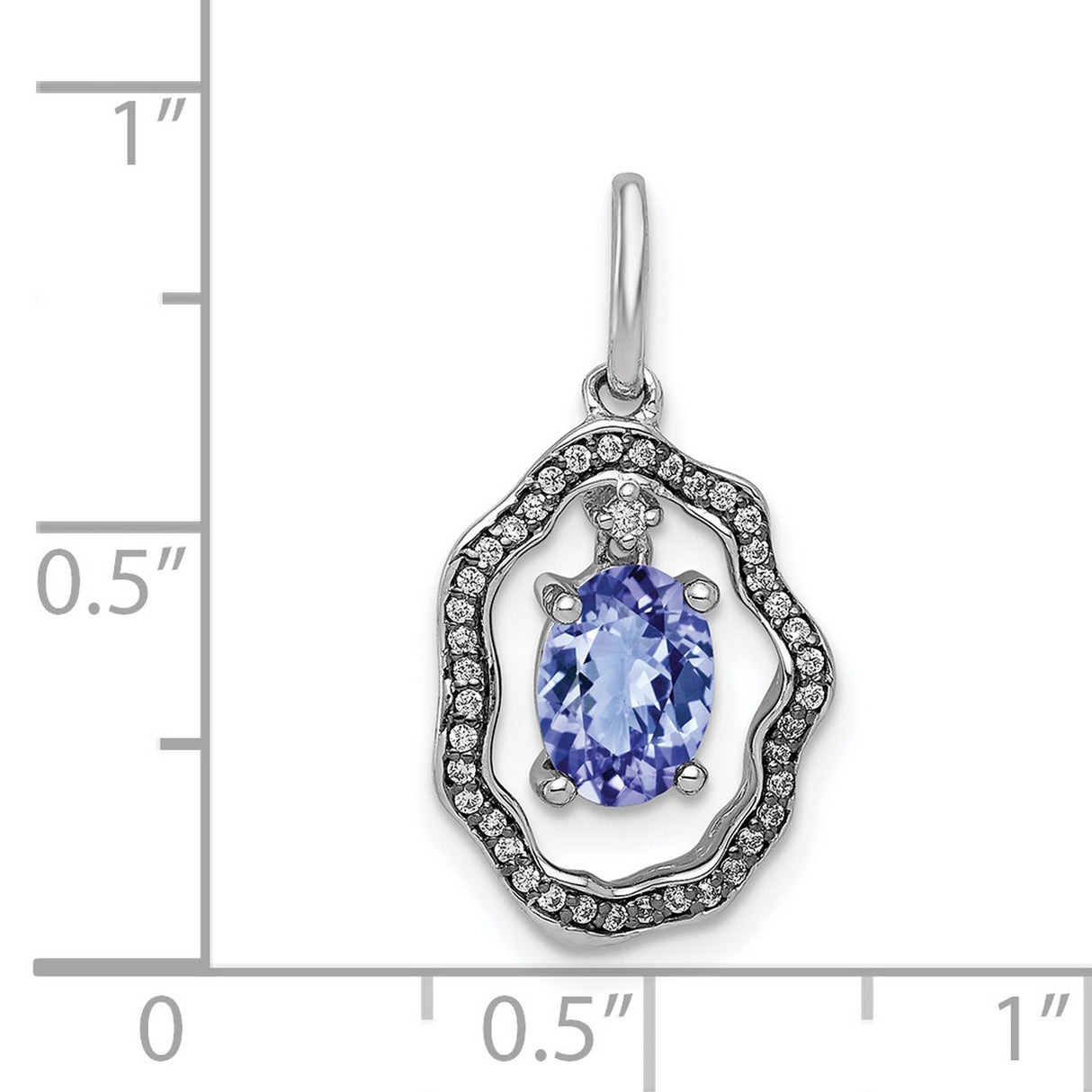 .62 Tanzanite and Diamond Dangle Charm Pendant in Real 14k White Gold