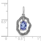 .62 Tanzanite and Diamond Dangle Charm Pendant in Real 14k White Gold