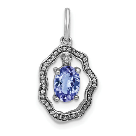 .62 Tanzanite and Diamond Dangle Charm Pendant in Real 14k White Gold