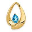 7x5mm Pear Blue Topaz Slide Chain Slide Charm Pendant in Real 14k Yellow Gold