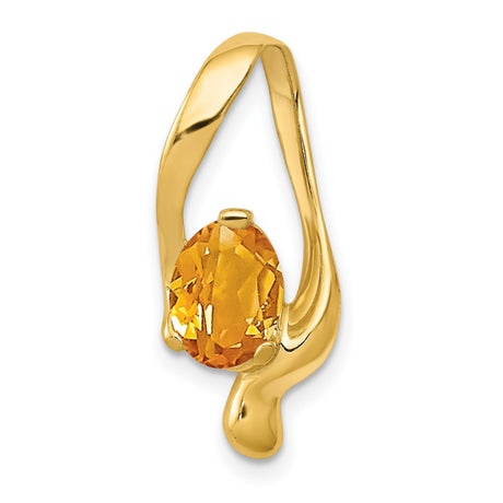 8x6mm Oval Citrine Slide Chain Slide Charm Pendant in Real 14k Yellow Gold
