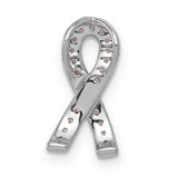 14k White Gold Ribbon Pendant with Pink Sapphire, Breast Cancer Awareness Jewelry for Women