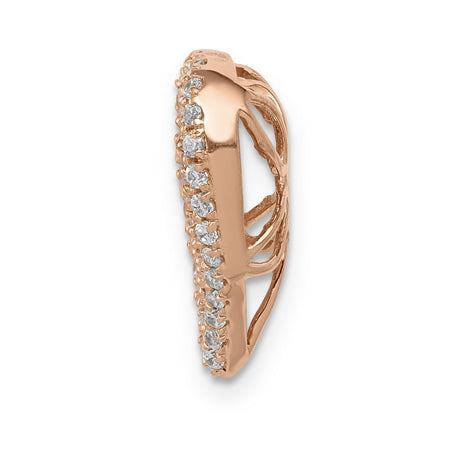 14k Rose Gold Heart Pendant with Pink and White Cubic Zirconia, Romantic Charm for Women