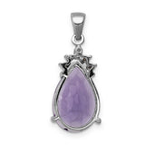 Pear 3.55 Amethyst and Diamond Charm Pendant in Real 14k White Gold