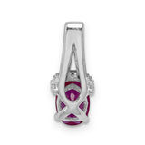 Diamond and Oval Ruby Charm Pendant in Real 14k White Gold