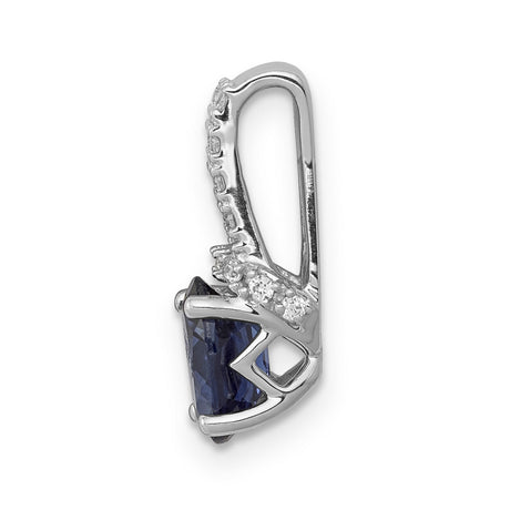 1/10ct Diamond and Sapphire Charm Pendant in Real 14k White Gold