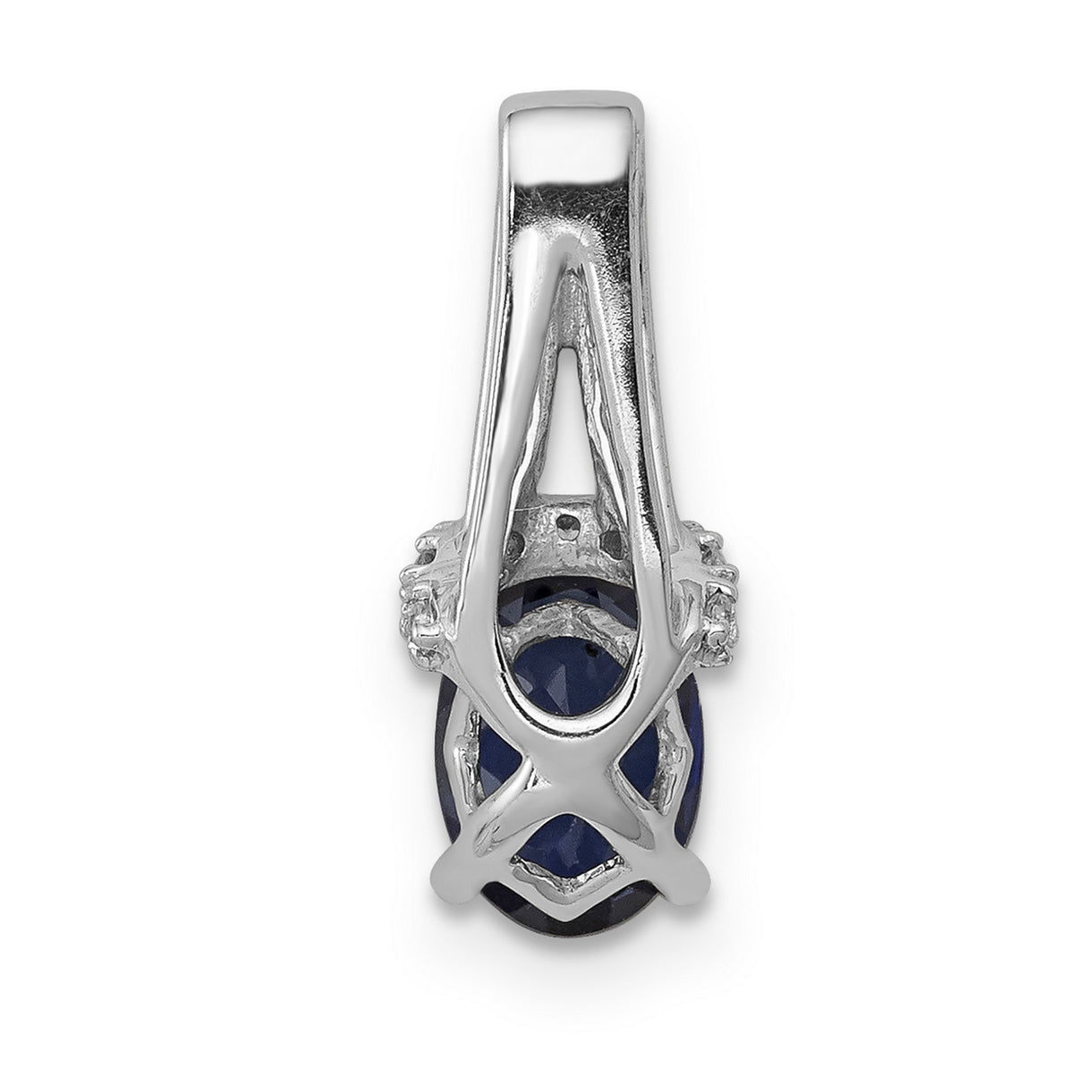 1/10ct Diamond and Sapphire Charm Pendant in Real 14k White Gold