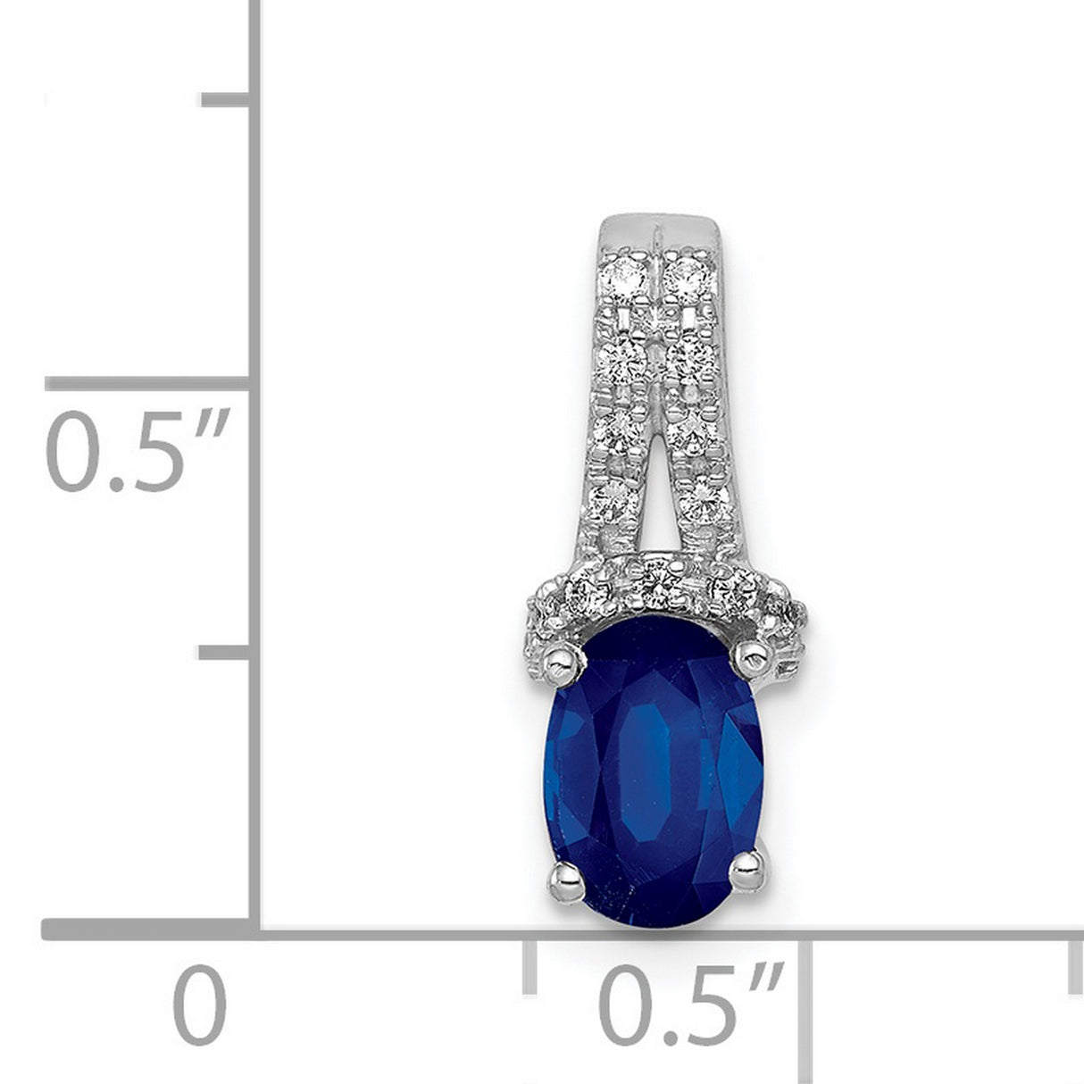 1/10ct Diamond and Sapphire Charm Pendant in Real 14k White Gold