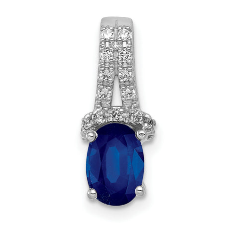 1/10ct Diamond and Sapphire Charm Pendant in Real 14k White Gold