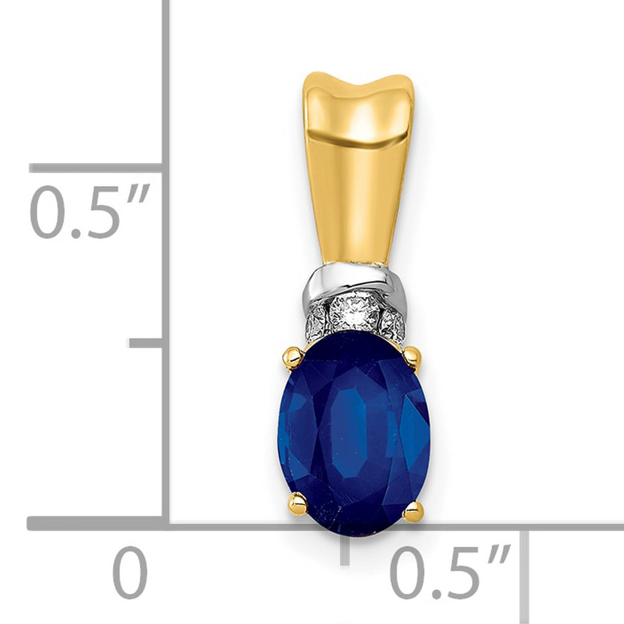 Diamond and Oval Sapphire Charm Pendant in Real 10k Multi-Tone Gold