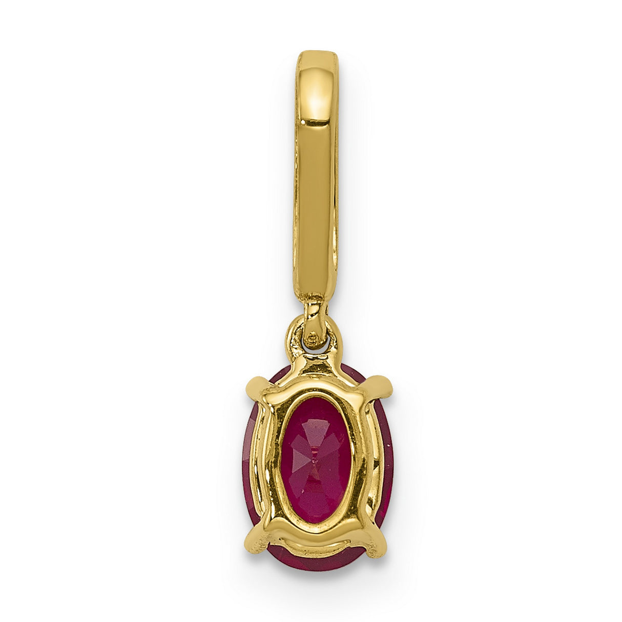 Diamond and .91 Oval Ruby Charm Pendant in Real 14k Yellow Gold