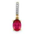 Diamond and .91 Oval Ruby Charm Pendant in Real 14k Yellow Gold