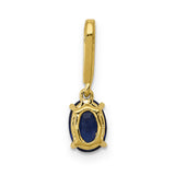 Diamond and Oval 1.04 Oval Sapphire Charm Pendant in Real 14k Yellow Gold
