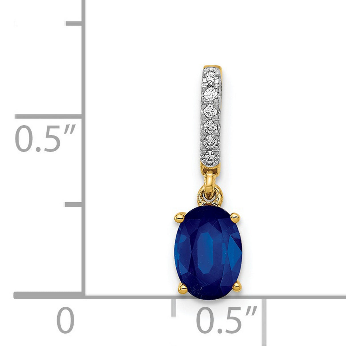 Diamond and Oval 1.04 Oval Sapphire Charm Pendant in Real 14k Yellow Gold