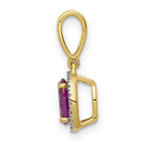 Diamond and .99 Ruby Halo Charm Pendant in Real 14k Yellow Gold