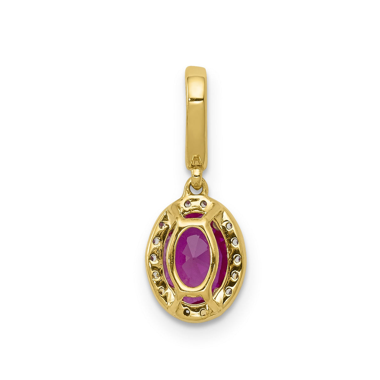 Diamond and .99 Ruby Halo Charm Pendant in Real 14k Yellow Gold