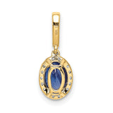 Diamond and Oval 1.05 Sapphire Halo Charm Pendant in Real 14k Yellow Gold