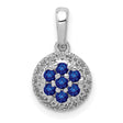 Diamond and Sapphire Circle Charm Pendant in Real 14k White Gold