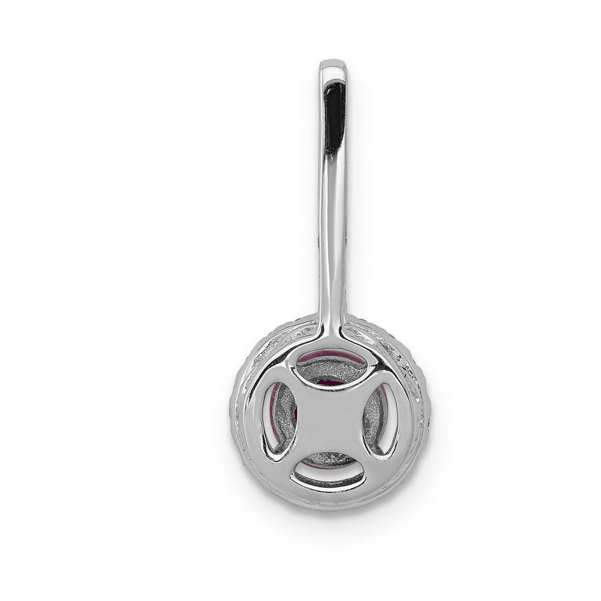 Diamond and .69 Ruby Halo Charm Pendant in Real 14k White Gold